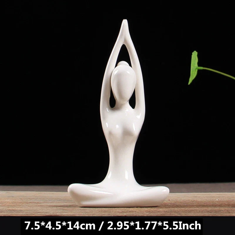 Afralia™ Ceramic Yoga Figurines: Abstract Art Porcelain Home & Office Decor Ornament