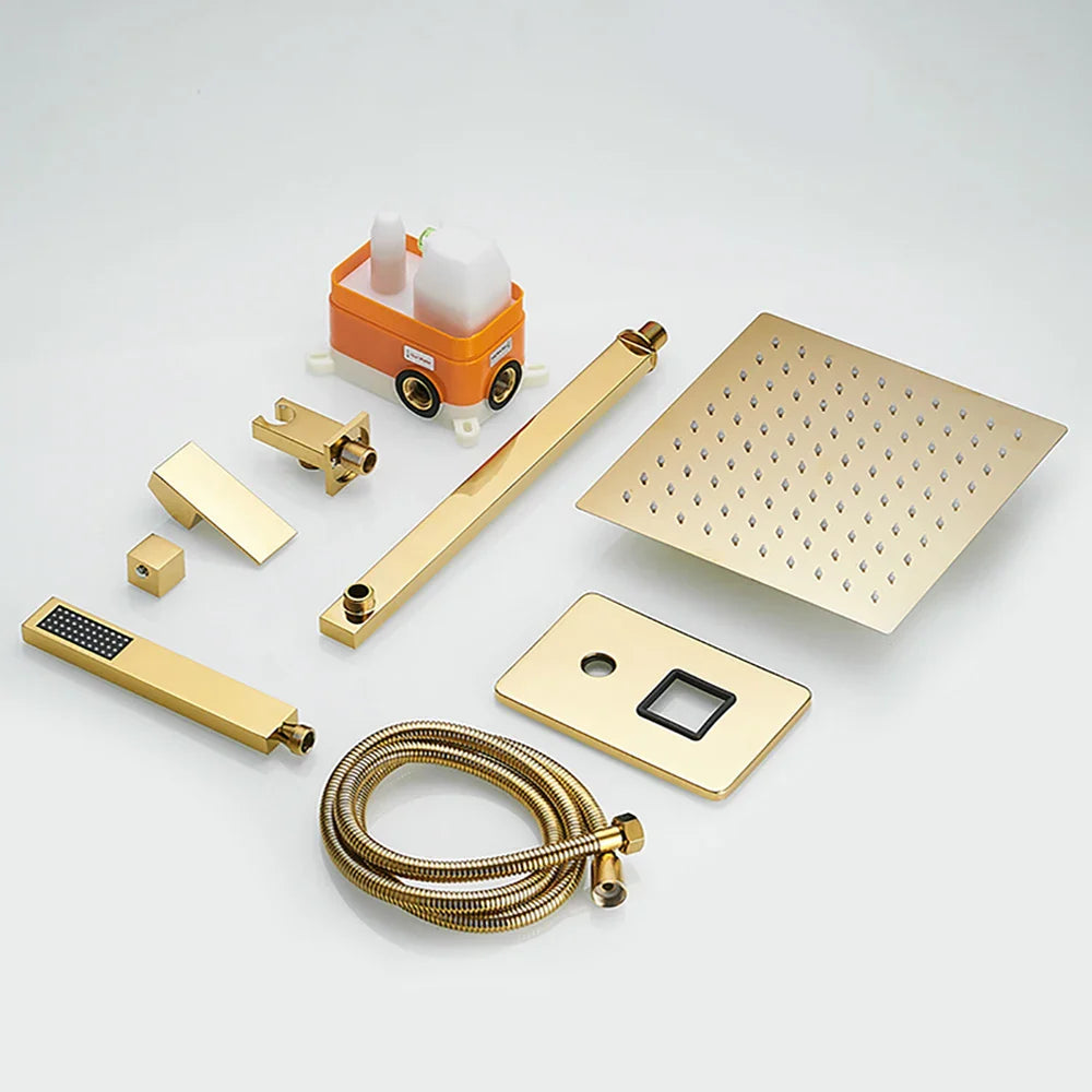 Afralia™ Gold Bath Rain Shower Wall Concealed Faucet Set