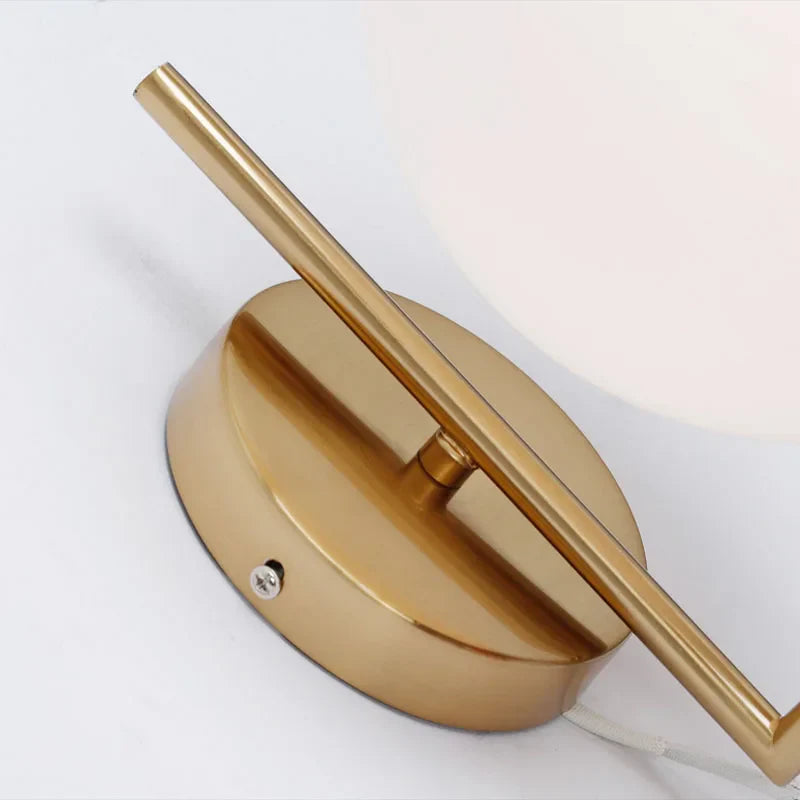 Afralia™ Nordic Metal White Glass Ball Wall Lamp, Retro Vintage Gold, E14, Loft Cafe Bedroom Foyer