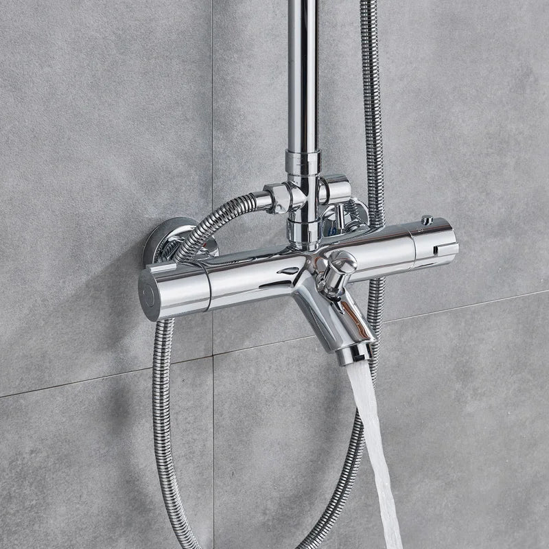 Afralia™ Rainfall Bath Shower Mixer with Handshower - Wall Mounted Dual Handle Chrome