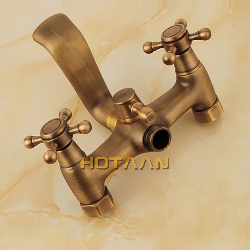 Afralia™ Antique Brass Hand-Held Shower Head Kit - Wall Mounted Shower Faucet
