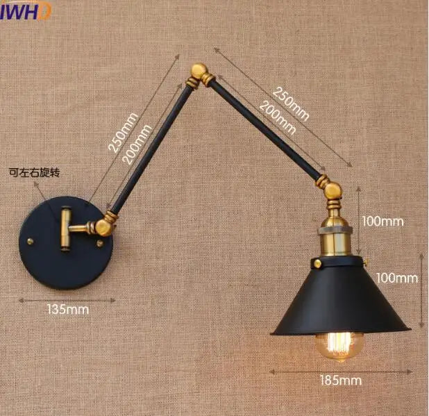 Afralia™ Swing Arm Wall Light Gold Copper Vintage Sconce Edison Loft Wall Lamp