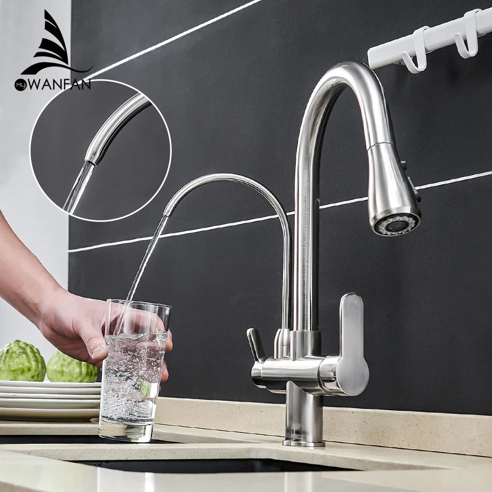 Afralia™ Crane Kitchen Faucet Three Ways Sink Mixer WF-0195