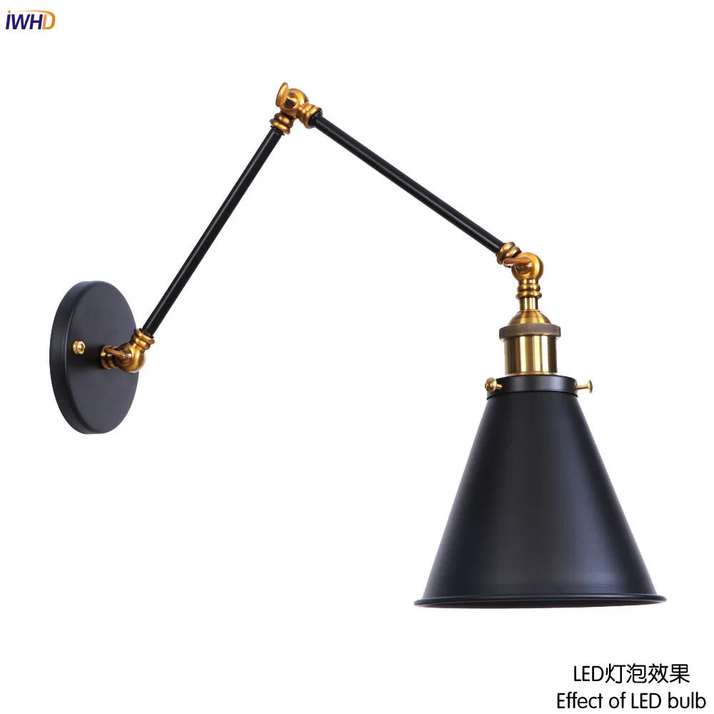 Afralia™ Loft Industrial Swing Arm Wall Lamp Lights for Stair Hallway Aisle, LED Wandlamp
