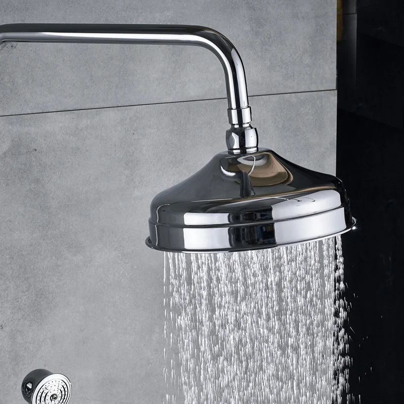 Afralia™ Dual Handle Chrome Brass Shower Mixer System with 8" Rainfall Shower Head
