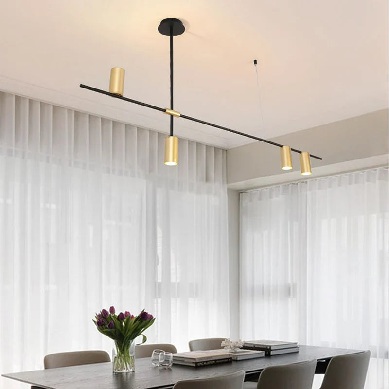 Scandinavian Style Kitchen Chandelier Black and Gold Afralia™ Designer Lamp