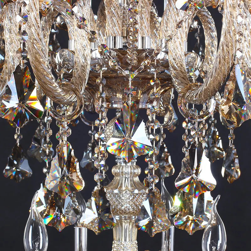 Afralia™ Luxury Crystal Candle Chandelier - 24 Lights, 3 Floors, Modern K9 Design