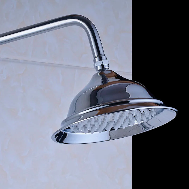 Afralia™ Chrome Dual Handle Shower Set with 8" Rainfall Head and Hand Shower