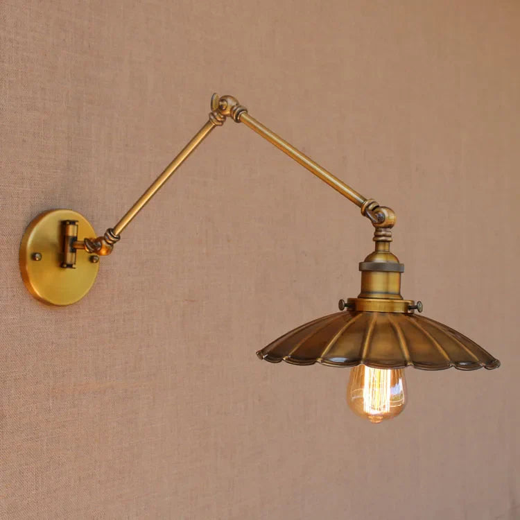 Afralia™ Swing Arm Wall Light Industrial Vintage Retro Loft Style Brass Wall Lamp