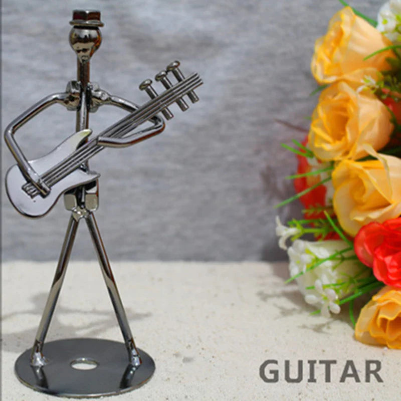 Afralia™ Metal Musician Figurine Set: 8 Styles, 13cm, Vintage Office Home Decor