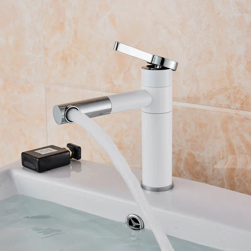 Afralia™ White Spray Painting Basin Taps 360° Swivel Spout for Bathroom Sink