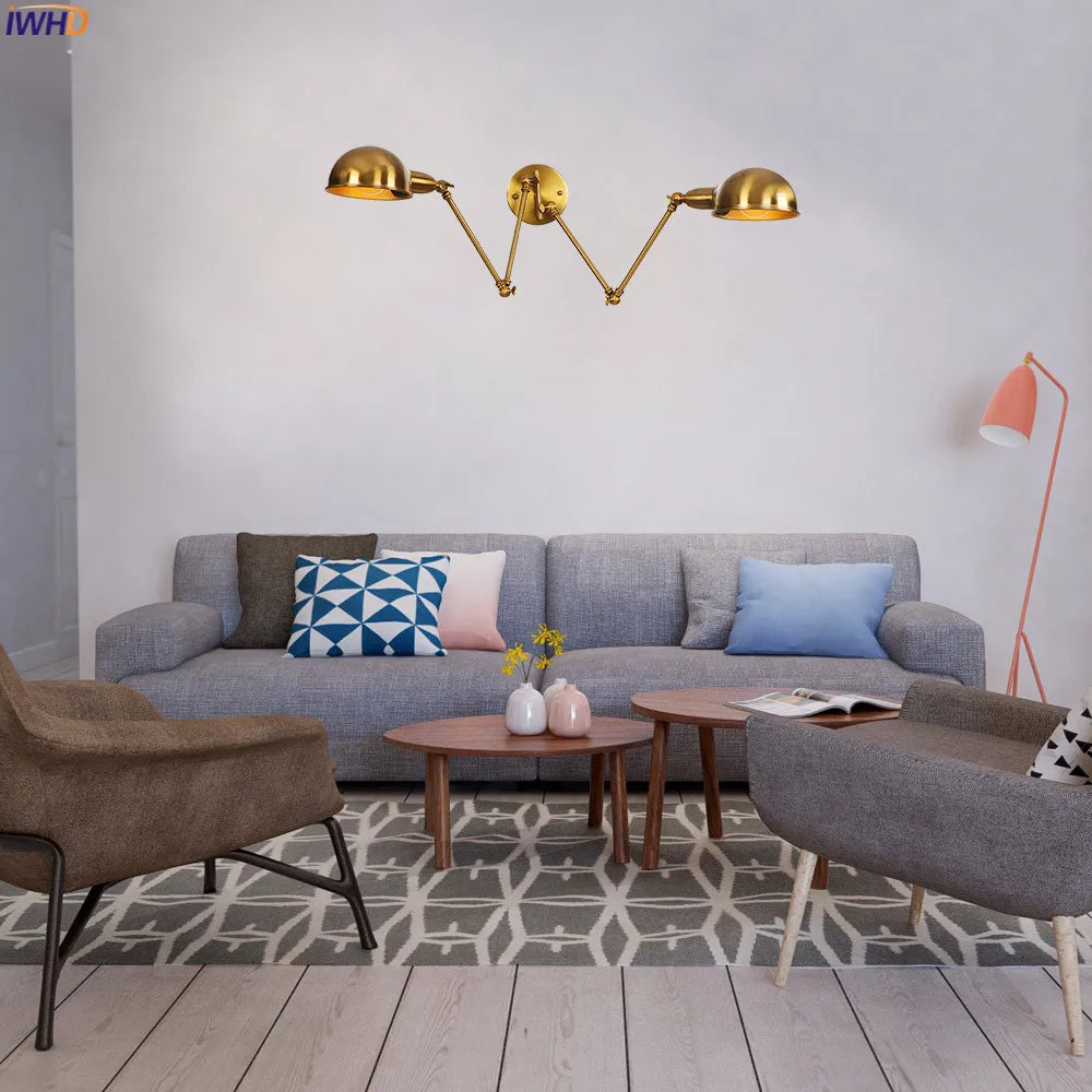 Afralia™ Adjustable Arm LED Wall Sconce - Retro Loft Industrial Long Arm Wall Lamp