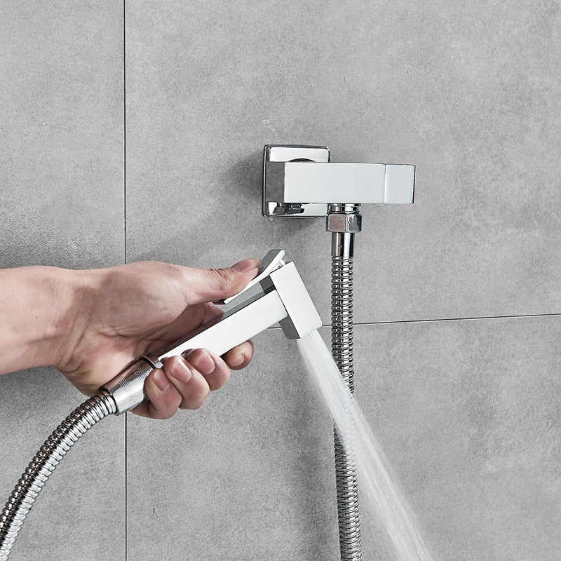 Afralia™ Square Hand Shower Head Tap with 90 Degree Switch
