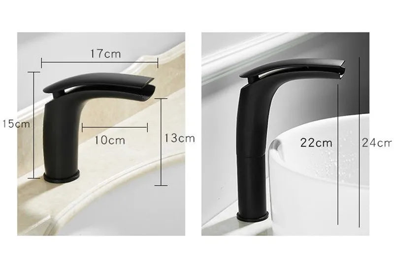 Black & White Afralia™ Solid Brass Waterfall Basin Faucet for Stylish Bathroom Sink