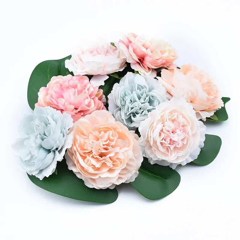 Afralia™ Silk Peony Bridal Accessories 10pcs Artificial Plants Wedding Decor Flowerpot Blooms