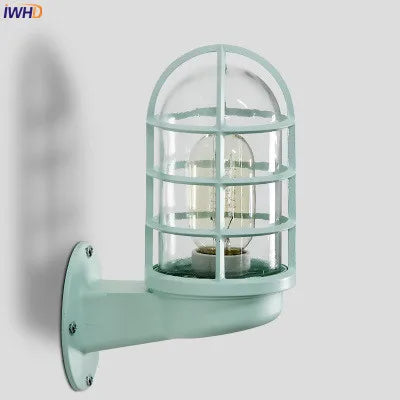 Afralia™ Nordic LED Outdoor Wall Light Glass Shade Courtyard Porch Lamp