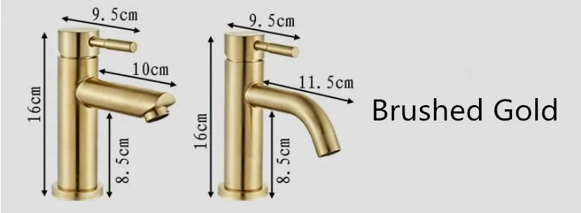 Afralia™ Brushed Gold Basin Faucet: Solid Brass, Cold Hot Water Mixer, Single Handle