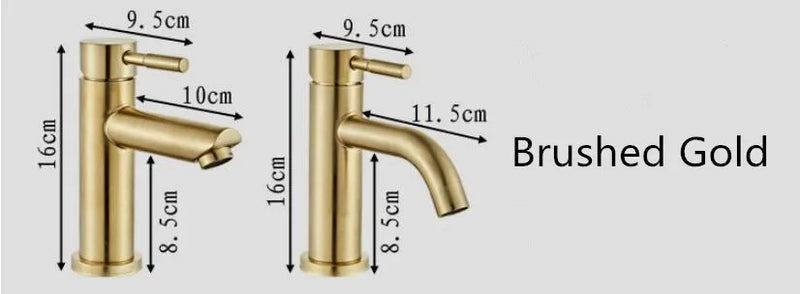 Afralia™ Brushed Gold Basin Faucet: Solid Brass, Cold Hot Water Mixer, Single Handle