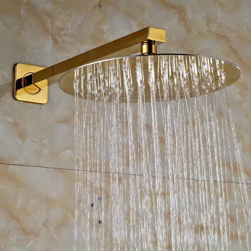 Afralia™ Stainless Steel Rain Shower Head in Square and Round Golden Finish