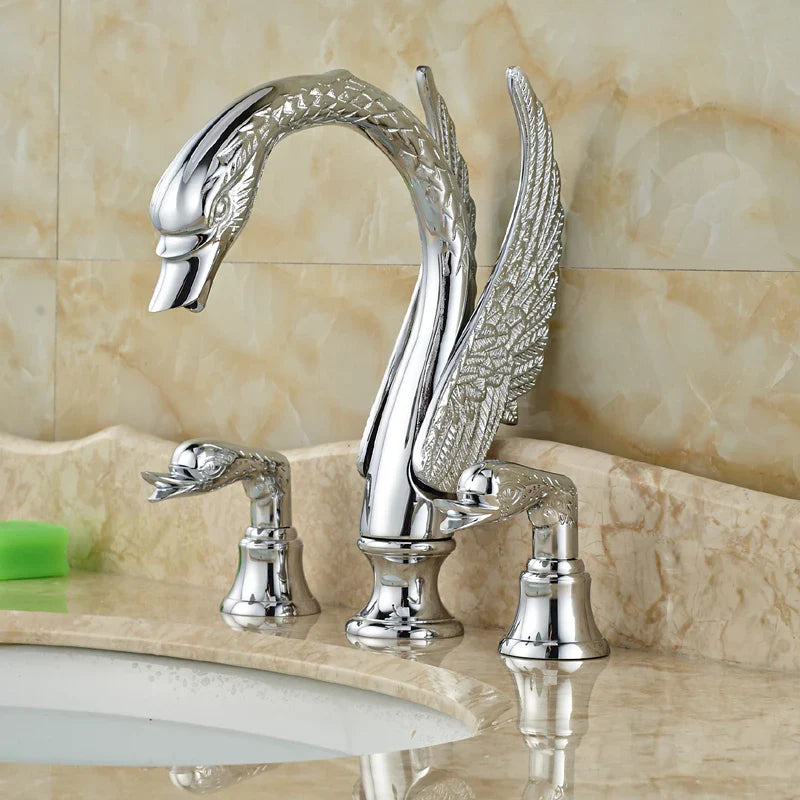Afralia™ Swan Shape Chrome Basin Sink Faucet Washbasin Mixer Taps