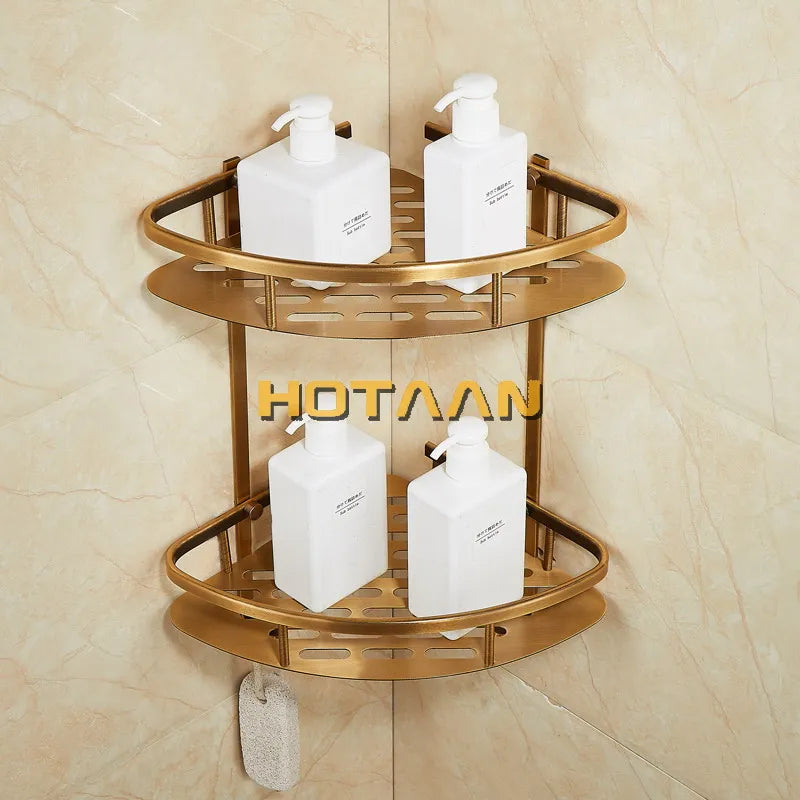Afralia™ Double Layer Aluminum Bathroom Shower Basket Holder