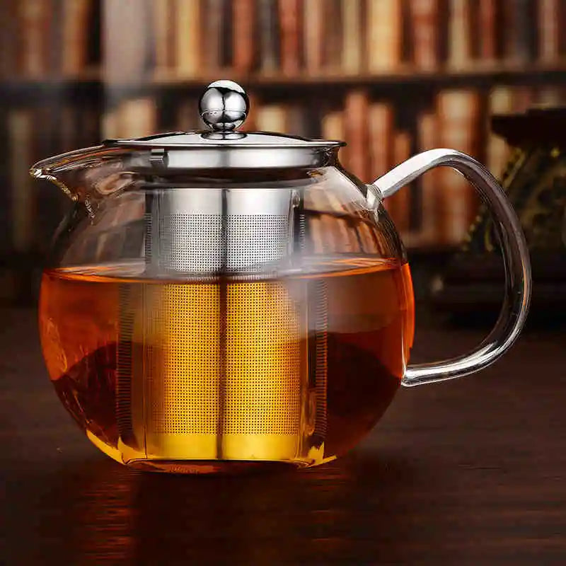 Afralia™ Glass Teapot with Stainless Steel Infuser, Clear Borosilicate, Heat Resistant, Flower Tea Pot