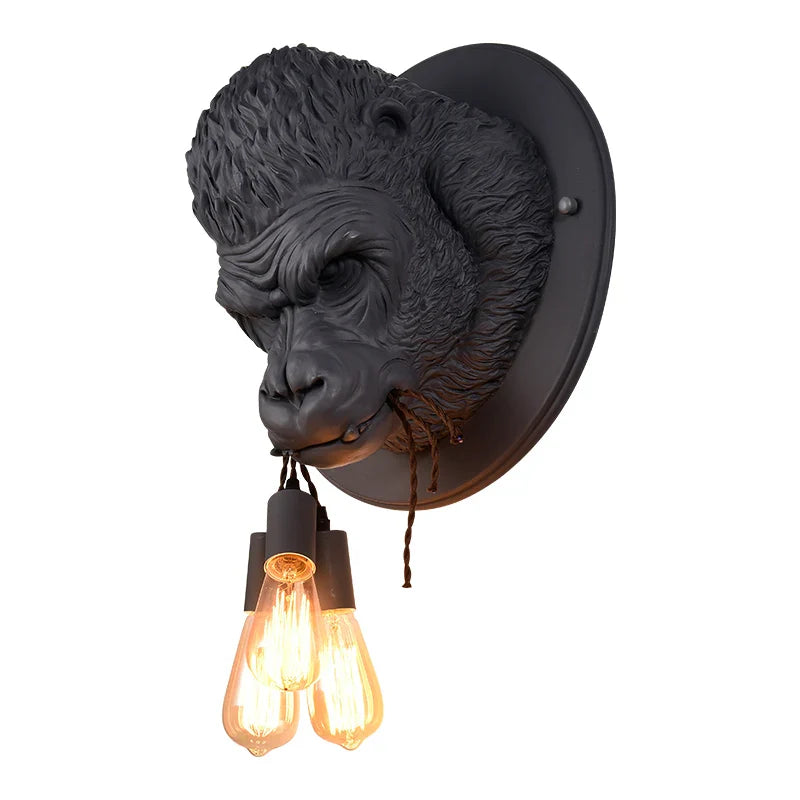 Afralia™ Nordic Resin Gorilla Wall Lamp: Retro Modern LED Sconce for Home Decor