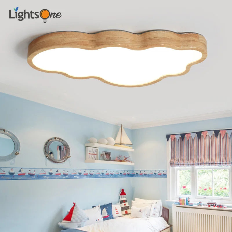 Afralia™ Cloud Wood Ceiling Light for Children's Room