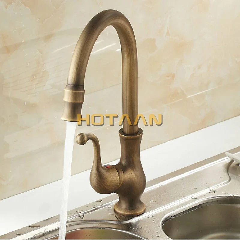 Afralia™ Antique Brass Swivel Basin Mixer Tap - YT-6034