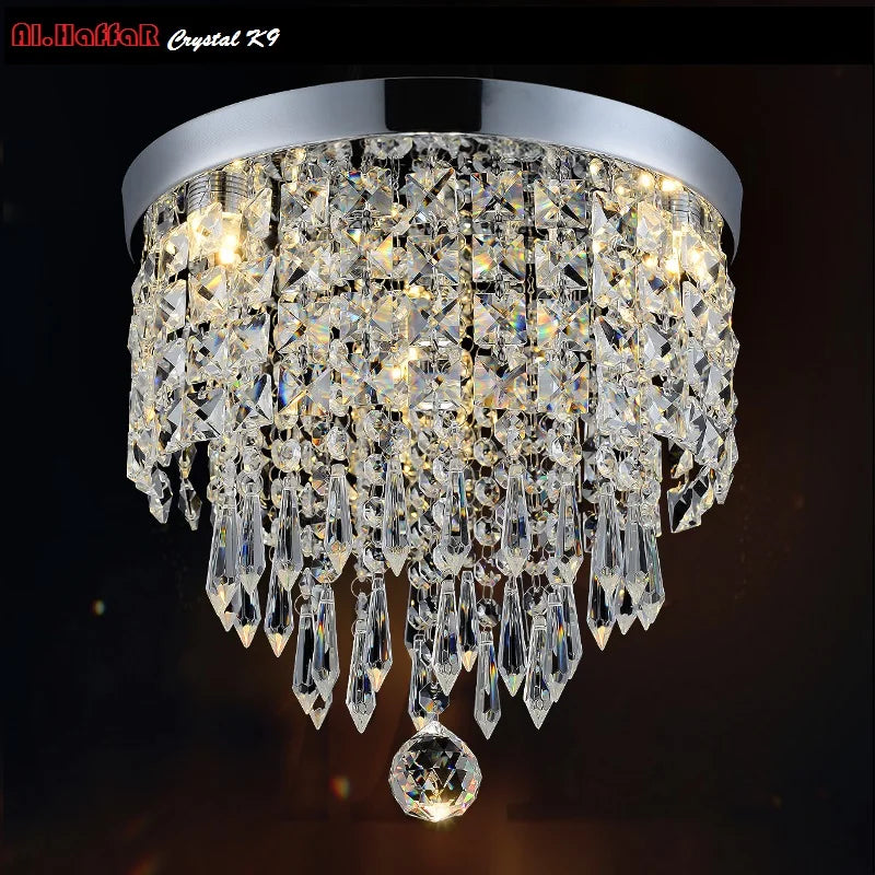 Afralia™ Crystal LED Ceiling Light for Living Room Hallway, 110V/240V Sparkling Crystal Ceiling Lamp