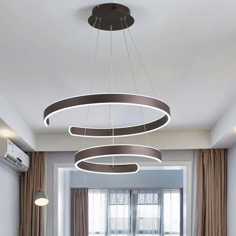 Afralia™ Geometry Circle Rings LED Pendant Light for Living Room Dining Room