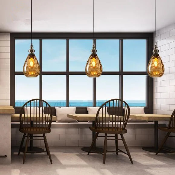 Afralia™ Nordic Glass LED Pendant Lamp Dinning Living Room Lights Vintage Hanging Light Fixtures