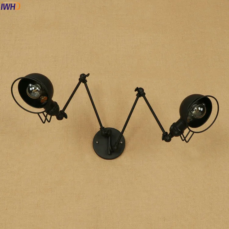 Afralia™ Vintage Dual Arm LED Wall Sconce - Industrial Style Stair Light