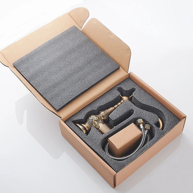 Afralia™ Antique Brass Basin Faucet with Single Handle Hot/Cold Mixer Taps Rotation AL-9966F