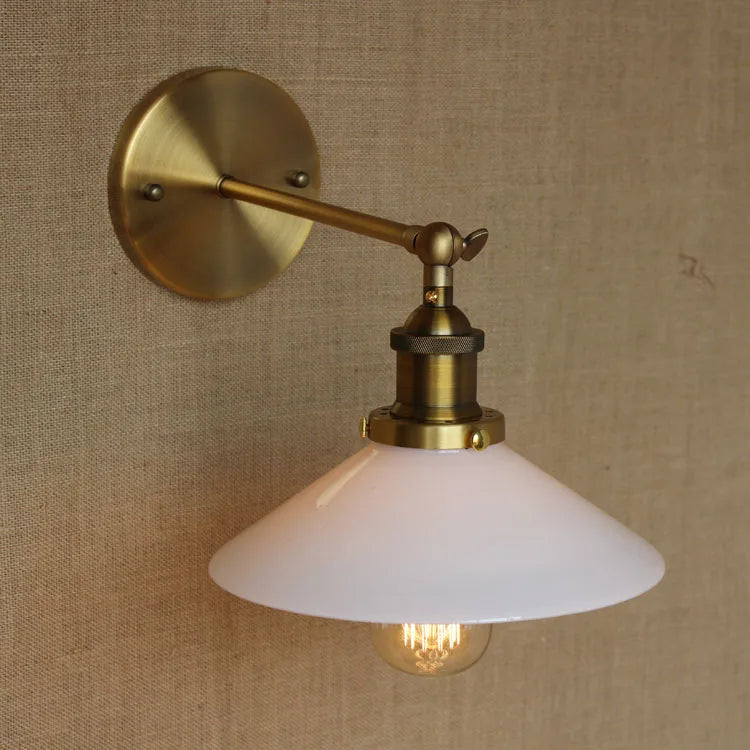 Afralia™ White Glass Retro Industrial Wall Sconce, Vintage Edison Style Wall Lights Fixtures
