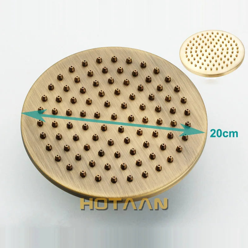 Afralia™ 8" Copper Round OverHead Rain Shower Head in Antique Brass Finish