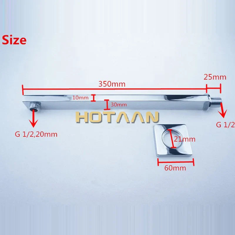 Afralia™ 20cmx20cm Ultra Thin Rain Shower Head with 42cm Arm