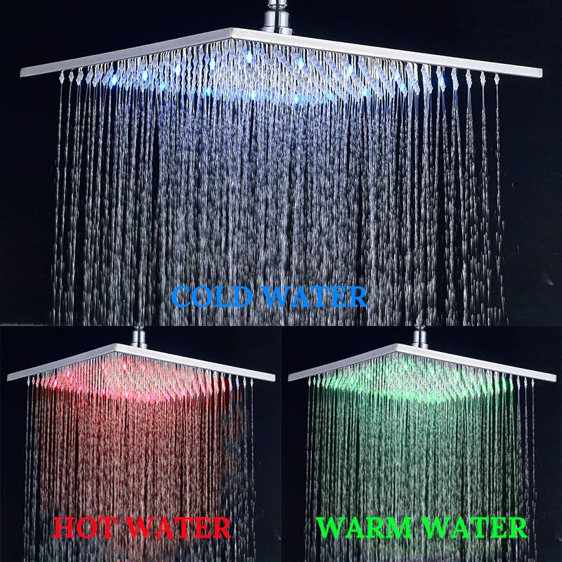 Afralia™ 16" LED Rainfall Shower Head with Color Changing Lights.