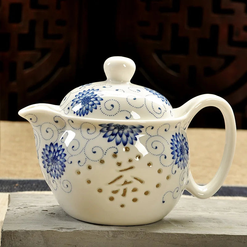 Afralia™ Ceramic Kung Fu Teapot with Dragon Design 350ml - Handmade Porcelain Tea Pot