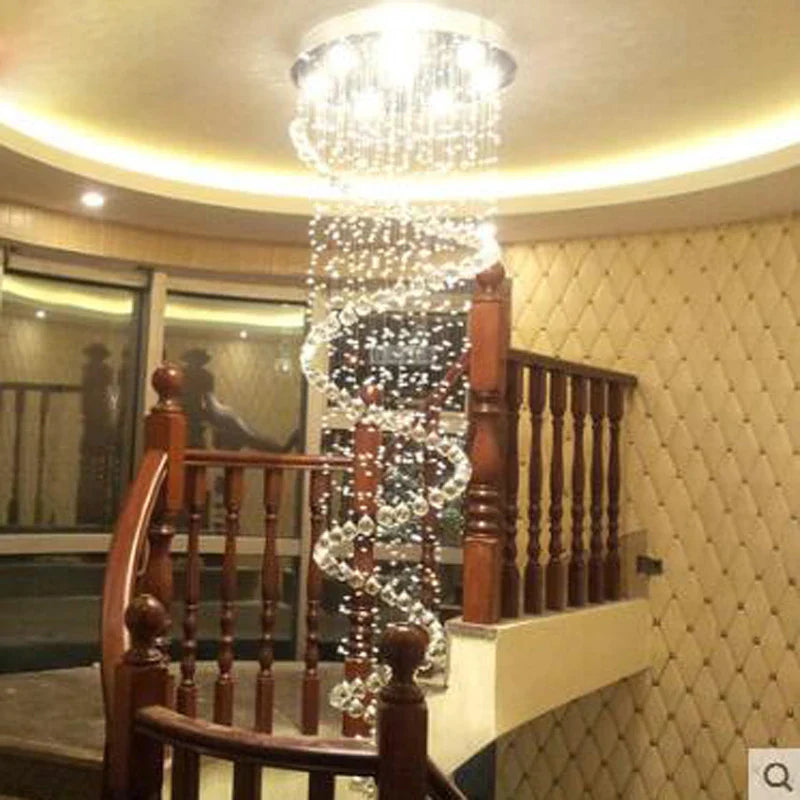 Afralia™ Round Crystal Chandelier Italian Design for Stairwell Living Room Kitchen Lighting