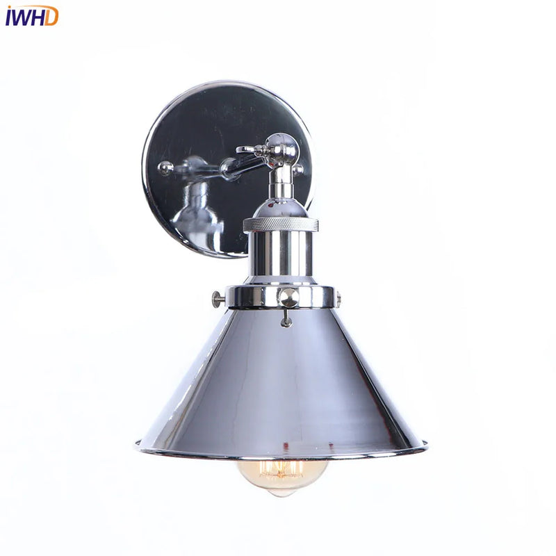 Afralia™ Vintage Silver Wall Lamp Sconces, Retro Industrial Home Lighting Fixtures