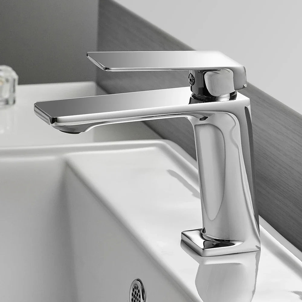 Afralia™ Chrome Single Handle Bathroom Sink Faucet Hot Cold Mixer Tap - 9922