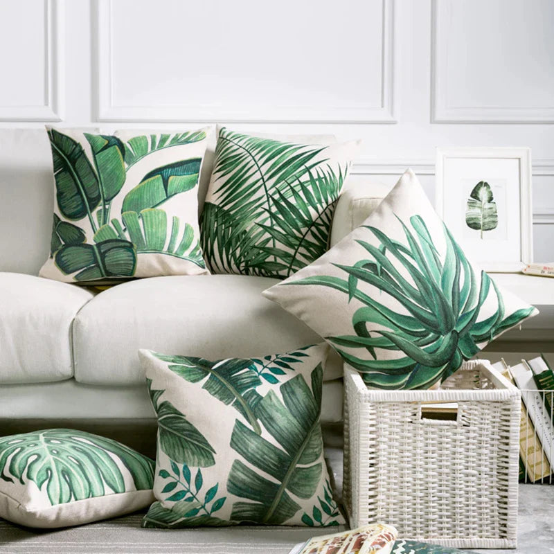 Afralia™ Tropical Palm Leaf Decorative Cushion Cover 45x45cm