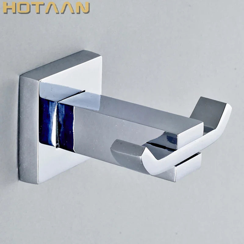 Afralia™ Stainless Steel Chrome Square Robe/Clothes Hook Bathroom Accessories