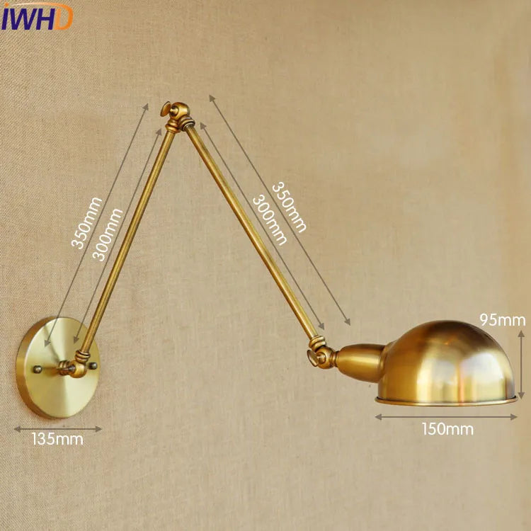 Afralia™ Silver Retro Vintage Swing Long Arm Wall Light LED Sconce Industrial Lighting