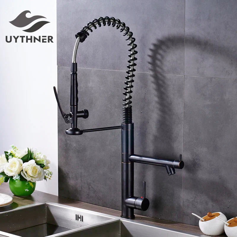 Afralia™ Oil Rubbed Bronze Kitchen Mixer Faucet Single Handle Deck Mounted