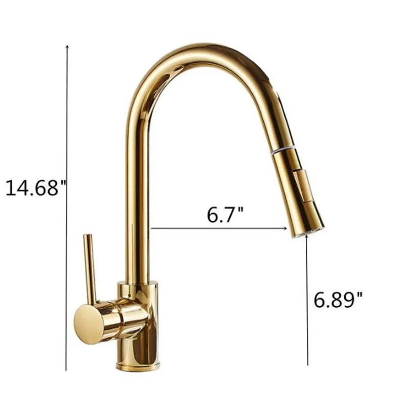 Afralia™ Chrome/Gold/Nickel Kitchen Faucet Single Handle Pull Out Rotating Mixer Tap