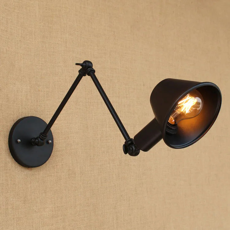 Afralia™ Golden Vintage LED Swing Arm Wall Sconce Industrial Style