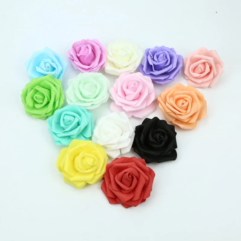 Afralia™ Foam Roses Flower Wall Home Wedding Decoration Bridal Brooch Handmade Artificial Flowers