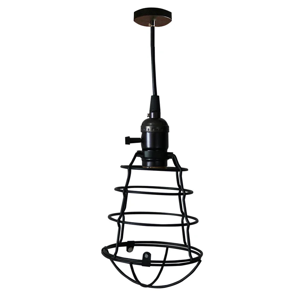 Afralia™ Black Metal Chandelier with E27 Edison Bulb Socket for Kitchen, Restaurant, Cafe